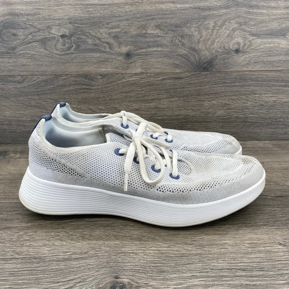 Allbirds Tree Dasher Mens 13.5 Blizzard White Navy Knit Running Shoes A11348M135